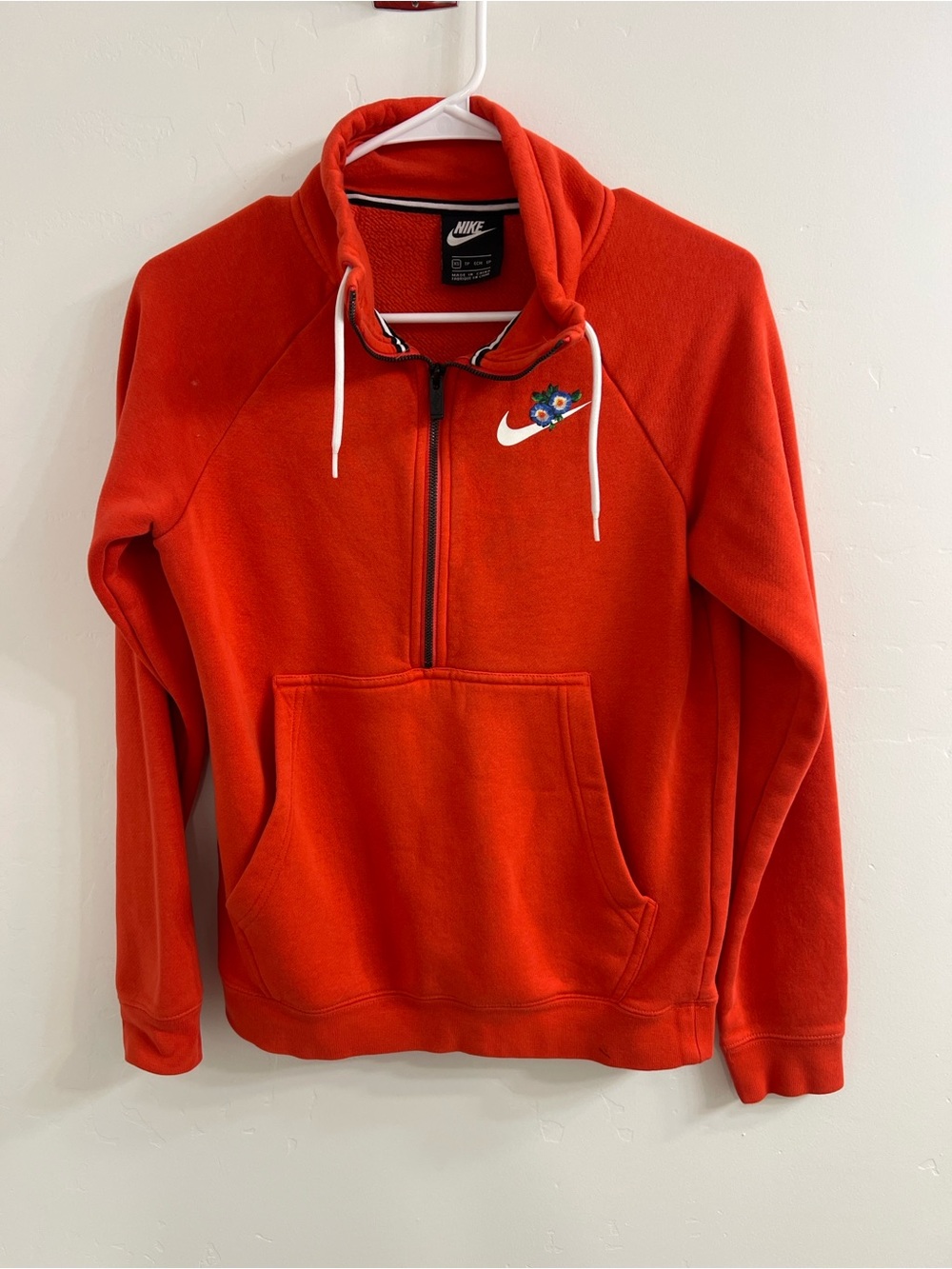 Nike Women’s Red Half-Zip Pullover Hoodie with Swoosh